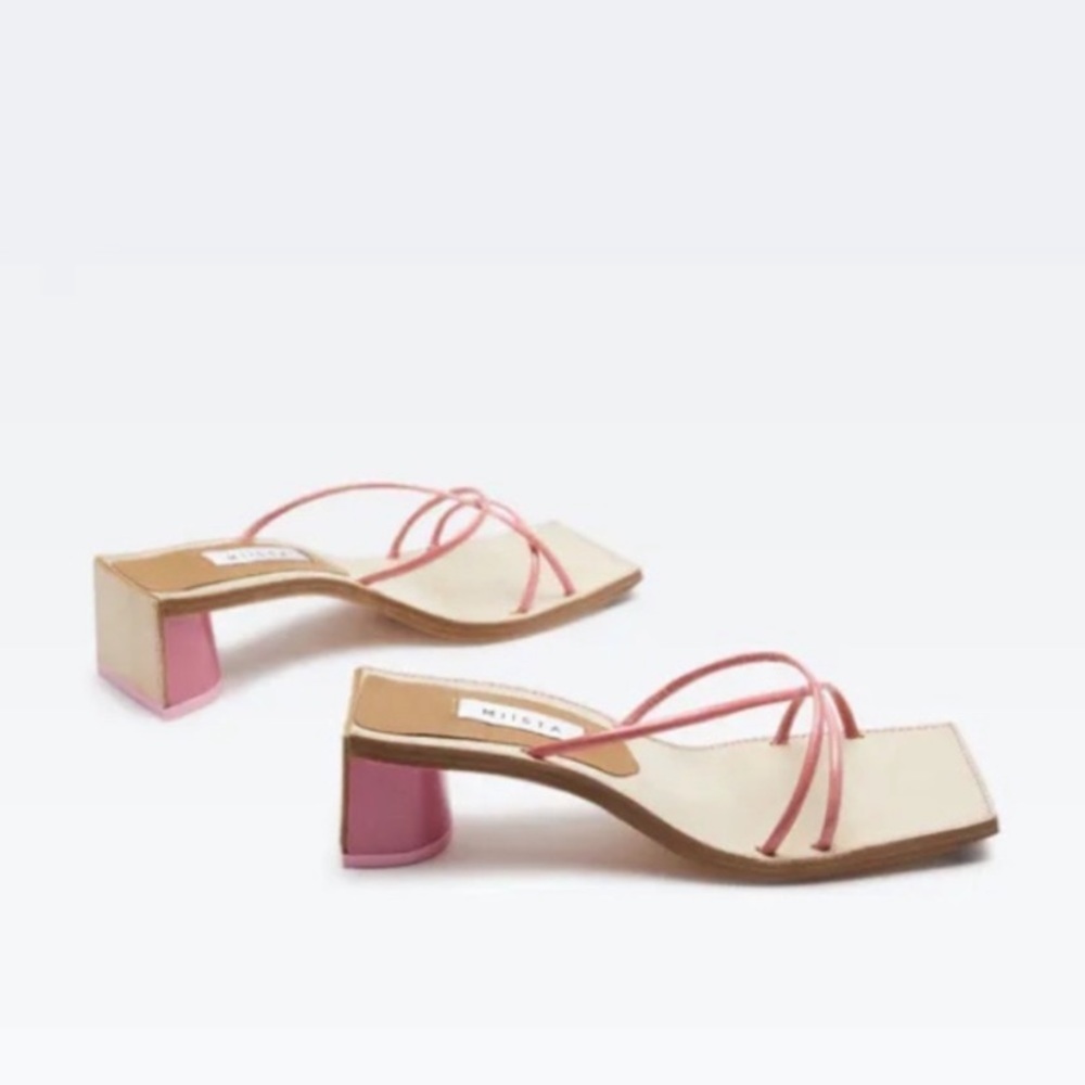 Miista pink leather strappy mule sandals